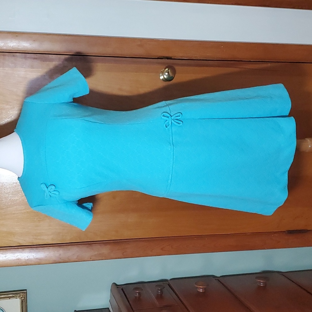 Vintage Ashboro Originals Drop Waist Robin's Egg Blue Dress, Bow Details, Size 6